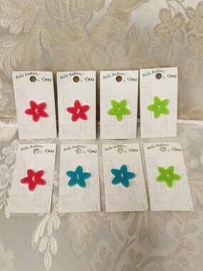 8 Belle Buttons By Dritz Flower Buttons 28mm 1⅛" Lot Made In France